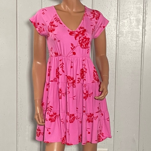 Entro Women's Pink & Red Floral Dress Sz S - Picture 5 of 9